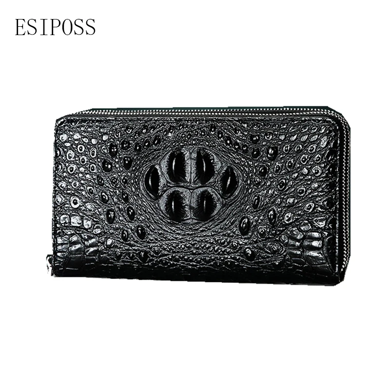 Мужской кошелек из натуральной кожи аллигатора на молнии с отделением для карт|men