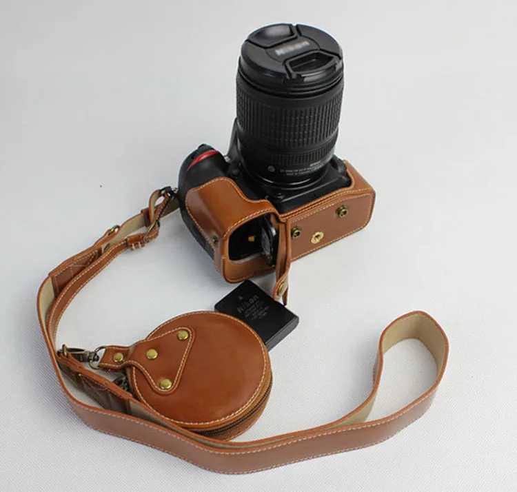 Роскошный чехол из искусственной кожи для камеры Nikon D7100 D7200, сумка для цифровой камеры, защитный чехол с ремешком+ мини-чехол для батареи