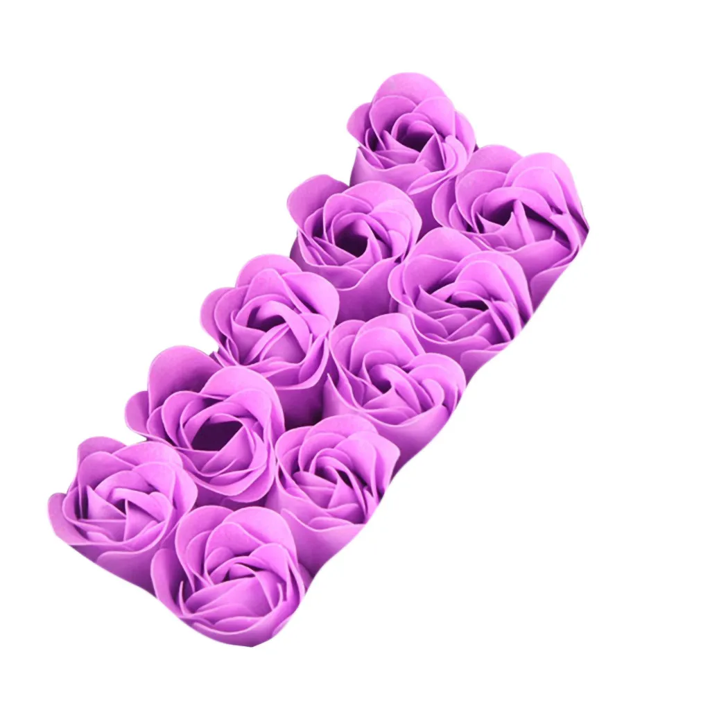 Purple 10 шт./компл. романтическая роза мыло цветка Искусственные цветы купальный коробка Лепестки розы на День святого Валентина Свадебные украшения подарок - Цвет: Purple