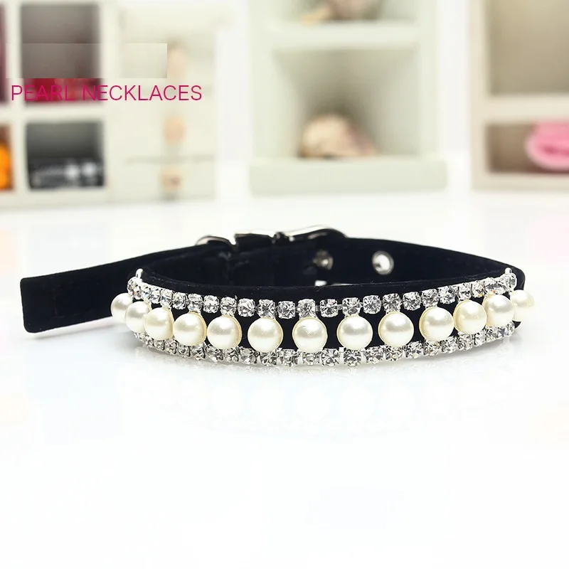 Жемчужный ошейник привести для щенка кота ручной работы Rhinestone Harness собака NecklaceFor Pet Интимные аксессуары