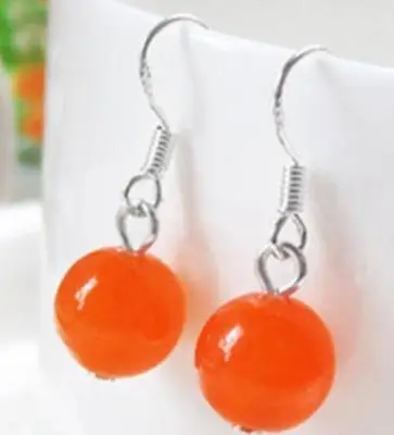 Модные 10 мм Orang Jadeite круглые бусины частей серебра крючок шт серьги AAA | Украшения и
