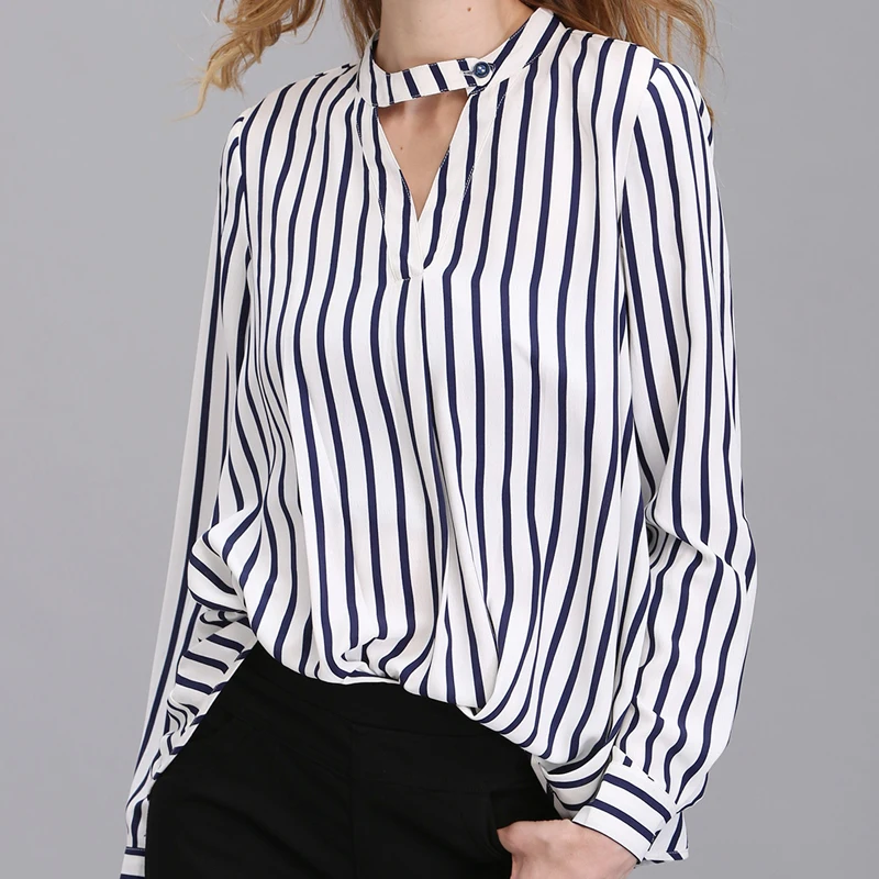 Лето Осень Топы футболки Шифоновая женская блузка Рубашки черные синие