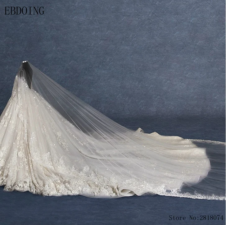 Настоящая фотография Vestidos De Novia бальное свадебное платье с глубоким декольте полный рукав Королевский Шлейф размера плюс кружева невесты