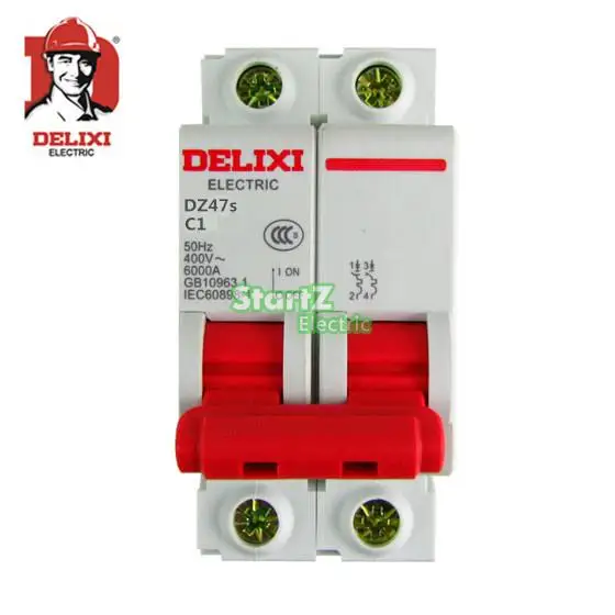 1A 2P &quotC&quot Curvers 6KA Miniature Circuit Breaker DZ47S DELIXI MCB | Breakers