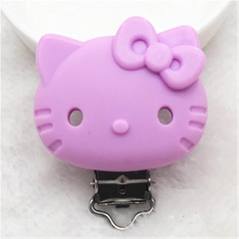 Lilac Chenkai 10 шт. силиконовые соски hello kitty для кошек DIY Детские аксессуары для детской кроватки цепочка для прорезывателя держатель для игрушки клипсы BPA бесплатно - Цвет: Lilac