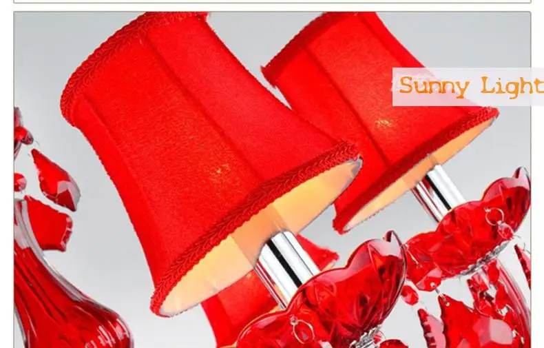 Современная Красная Люстра хрустальная лампа для свадебной комнаты кафе красные