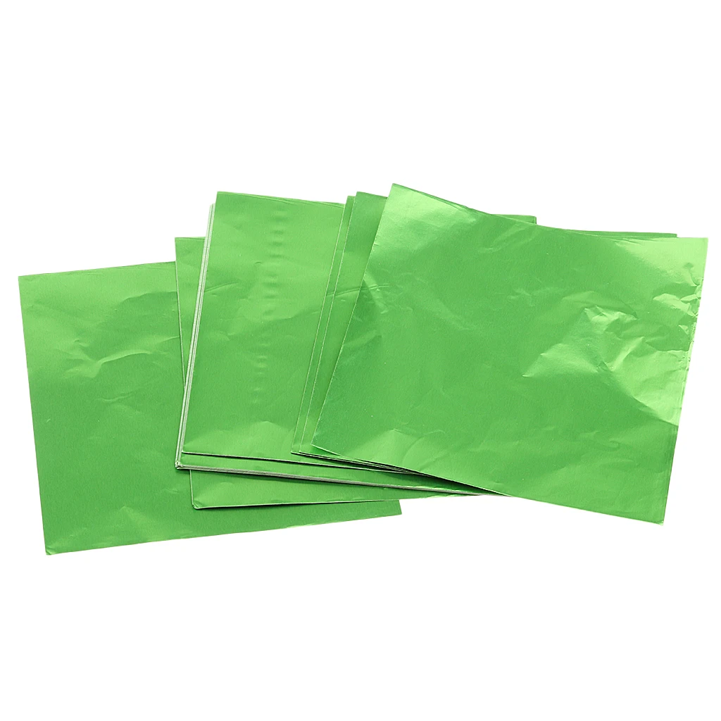 

100x Chocolate Candy DIY Package Foil Paper Aluminum Tinfoil Wrappers Green