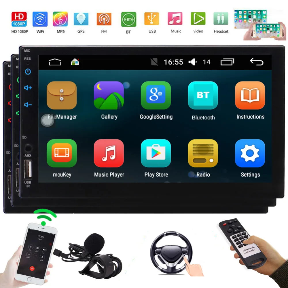 Автомобильная навигация стерео с внешним микрофоном Bluetooth-стандарт 1G/16G