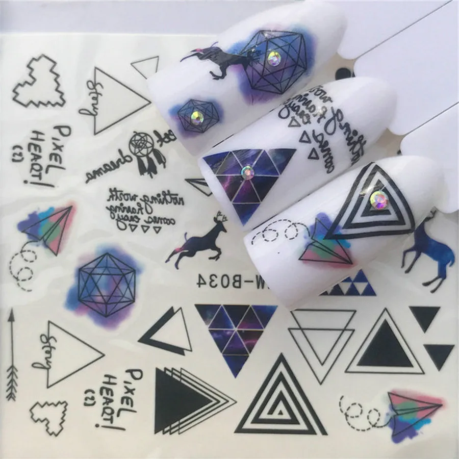 1 шт. накладные ногти с синим оленем натуральный прозрачный палец полная карта