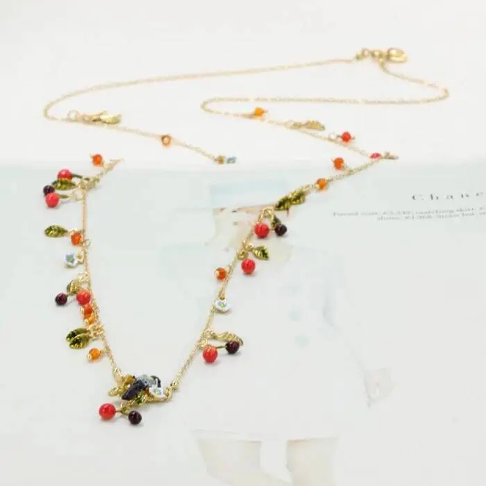 Amybaby дизайнерские фруктовые райские игольские птицы маленькая вишня женские серьги-обручи с кисточками Ожерелье Кольцо Браслет