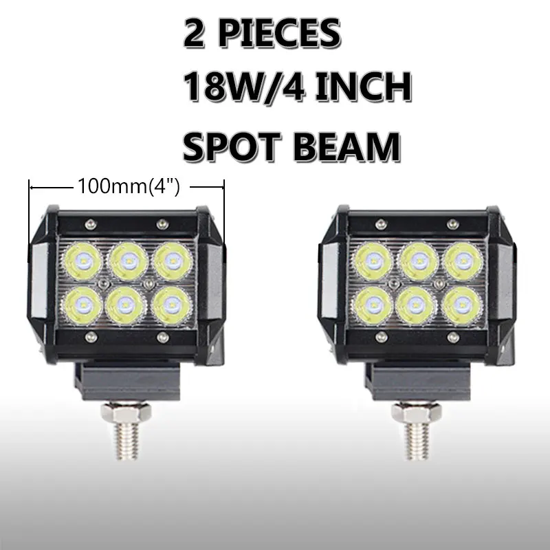 2pcs 18w 4inch spot 4, 7, 9, 12 лет 17 20 28 36-44 дюйма внедорожный светодиодный светильник бар комбо балка Barra светодиодный бар offroad 12V 24V светодиодный рабочий светильник для 4x4 УАЗ ATV внедорожник - Цвет: 2pcs 18w 4inch spot