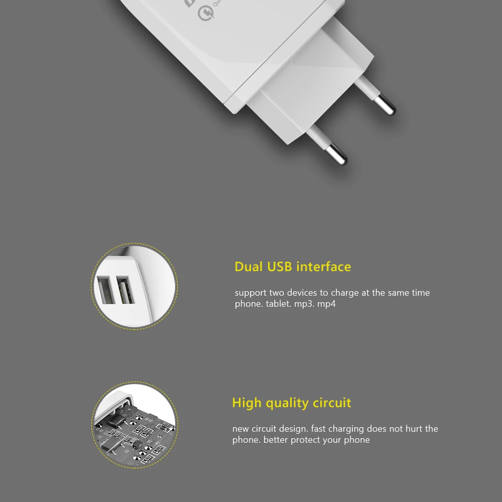 CBAOOO универсальное USB зарядное устройство quick charge 3,0 для Iphone 7 8 с европейской вилкой, быстрое зарядное устройство для мобильного телефона Samsug Xiaomi huawei