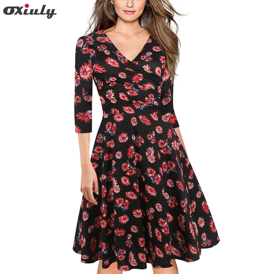 Oxiuly Осень Сексуальная Bodycon Цветочный принт Платья для женщин женский халат