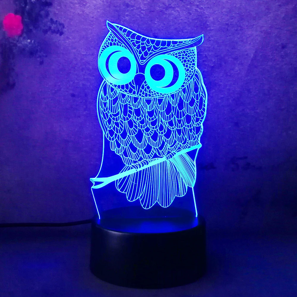 Best продать светодио дный LED настольная лампа ночник Сова RC удаленного 7 цветов