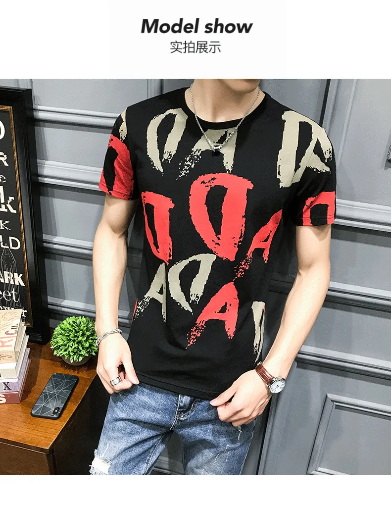 Барокко Pantalon Moda модные рекламное объявление Футболка с принтом Клубные вечерние ткань Homme Hombre Camiseta Hombre Manga Топ футболка с короткими рукавами