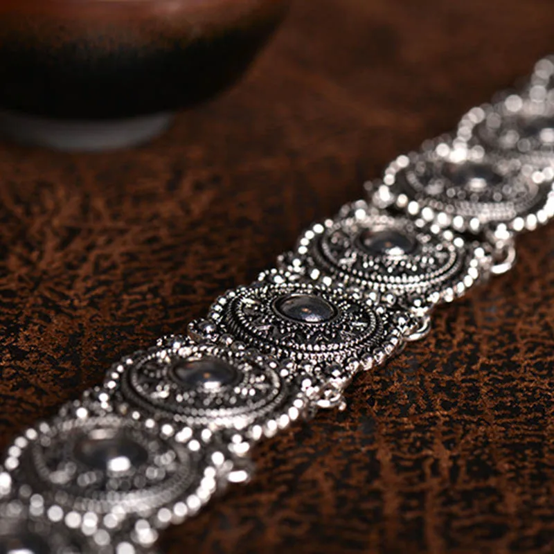 Винтажное Бохо старинное серебряное тату ожерелье ретро бусы Воротник Колье