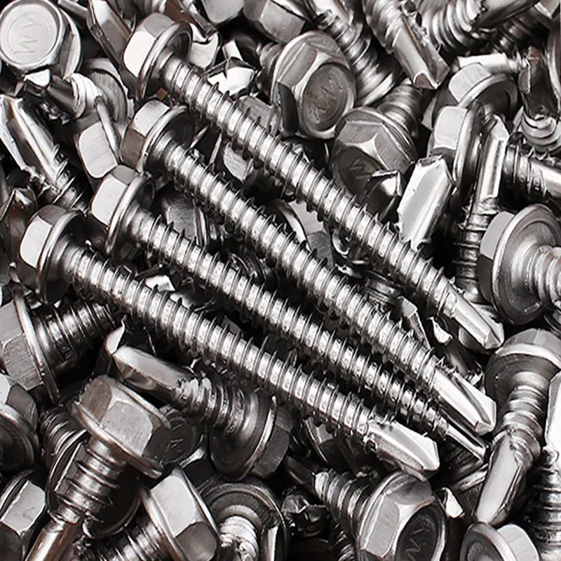100 шт. 304 нержавеющая сталь Шестигранная дрель хвоста саморезы шурупы phillips винт M5.5
