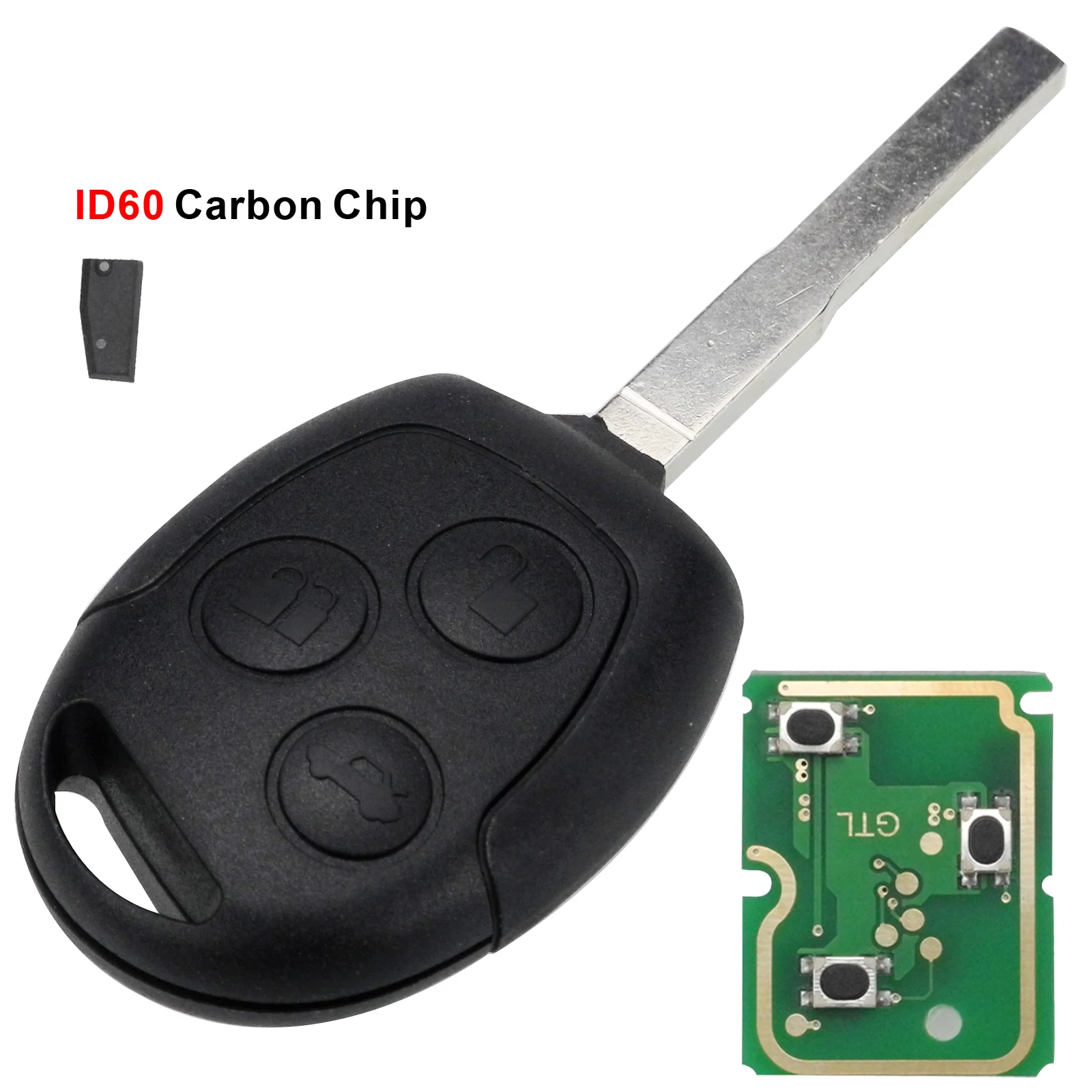 Carbon ID60 Chip Jingyuqin 3 кнопки дистанционного ключа автомобиля 315/433 МГц для Ford Focus Fiesta Fusion C-Max Mondeo Galaxy C-Max S-Max ID60 4D63 чип - Цвет: Carbon ID60 Chip