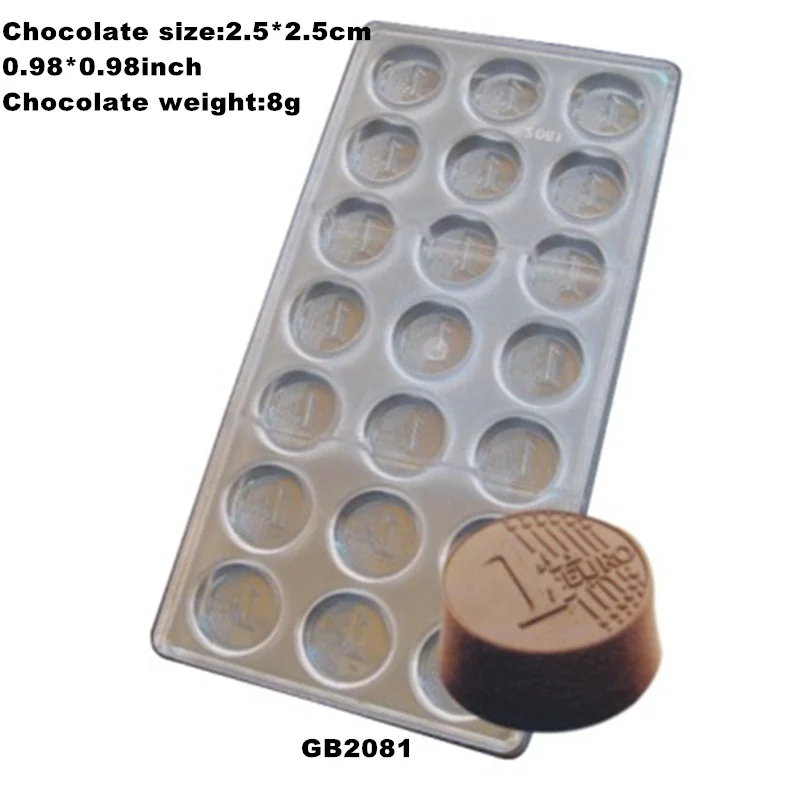 GB2081 Goldbaking сердце Поликарбонат шоколадная форма PC монета шоколадная форма для выпечки, сделай сам инструменты - Цвет: GB2081