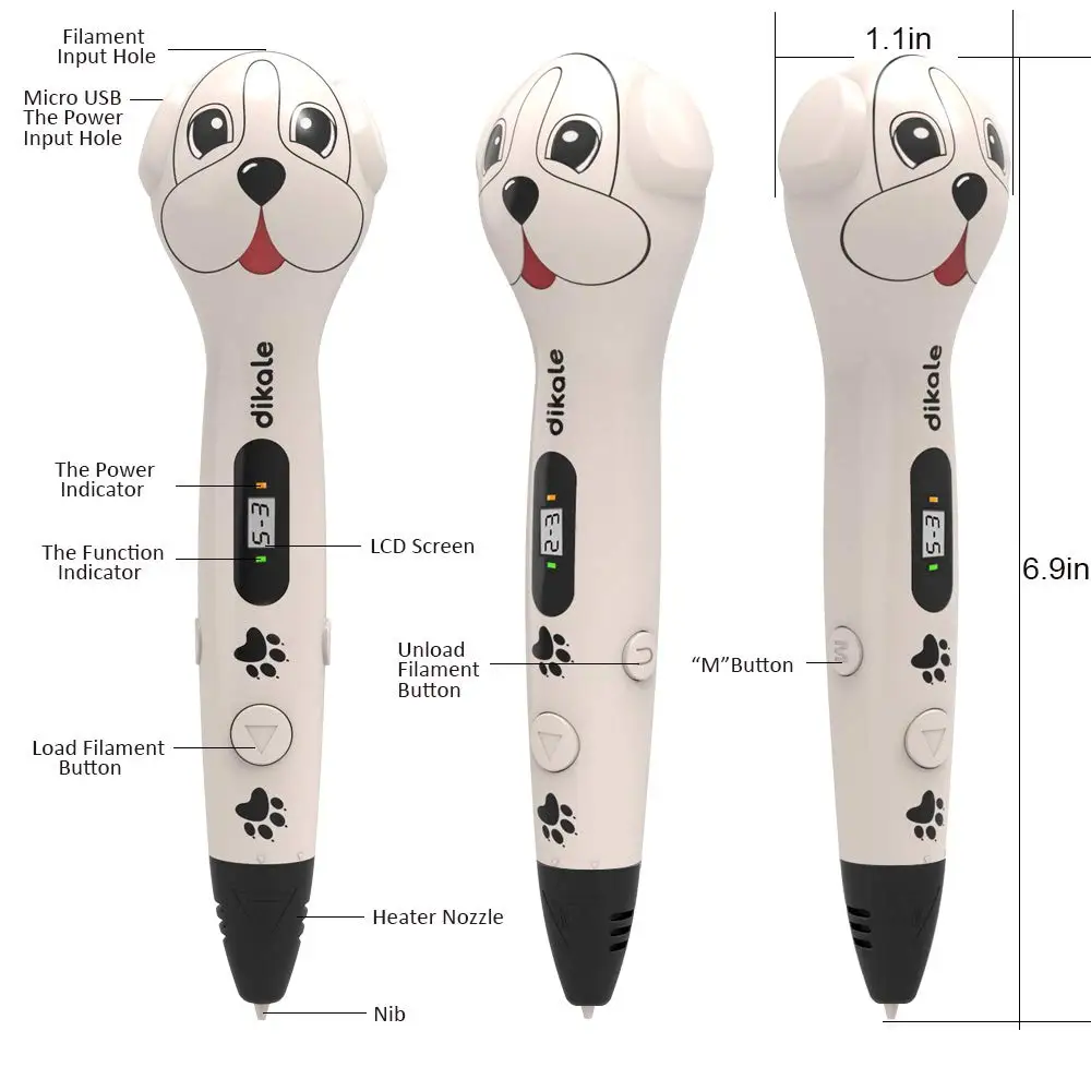 3d-ручка dikale для рисования ЖК-дисплей ручка 3d-печати сделай сам с 3 м цвета