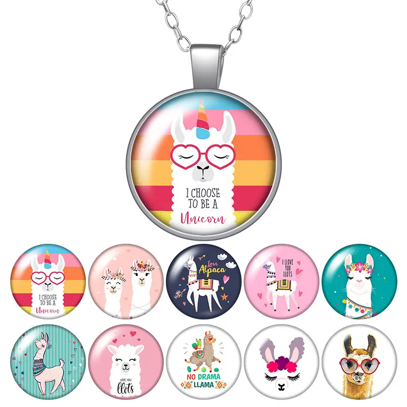 Beauty no prob llama Alpaca Silver color/Bronze Pendant Necklace 25mm Glass Cabochon Woman Girls Jewelry Birthday Gift 50cm | Украшения и