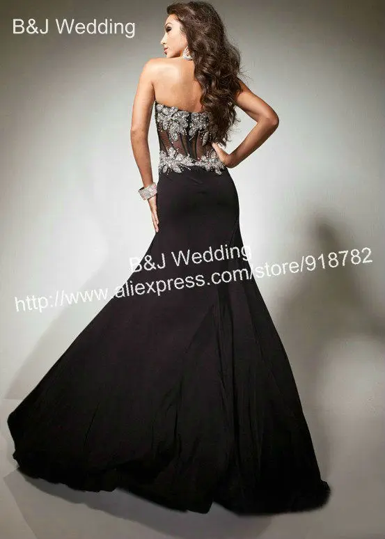 wholesale-Black Chiffon Long Beaded Sexy Side Split Sleeveless Prom Evening Dress 2013 | Свадьбы и торжества