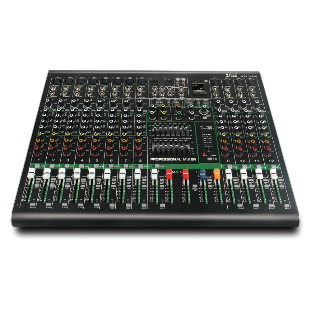 XTUGA MRV122FX 12 канальный аудио микшер звуковая плата ультра-Мода из всех металлических шасси с цифровым дисплеем MP3, Bluetooth, EQ, эффект