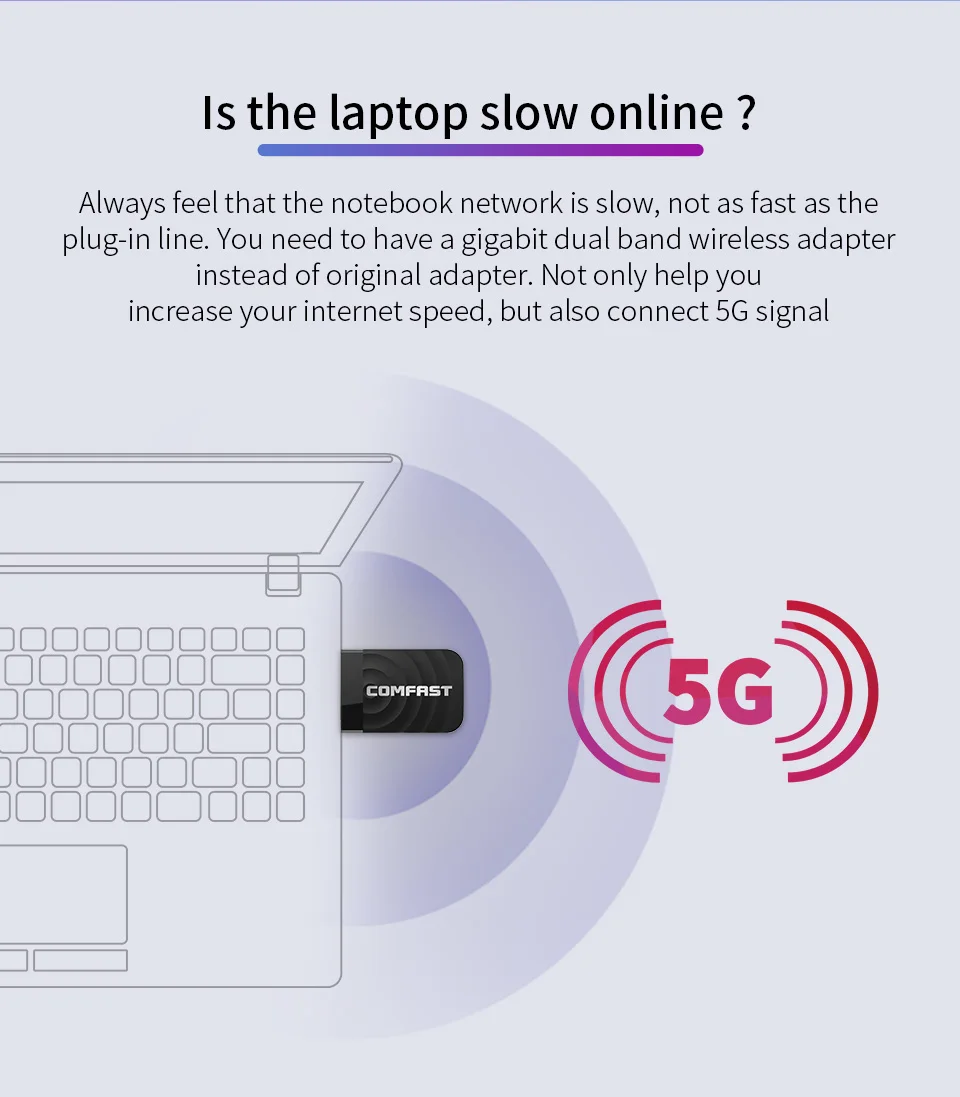 802.11ac/b/g/n Мини USB WI-FI адаптер для ПК ноутбука Dongle 1300 Мбит/с usb ethernet беспроводной