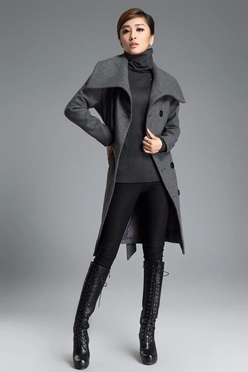 2016 осень зима шерстяное пальто Для женщин тонкий длинный Шерстяное отложной