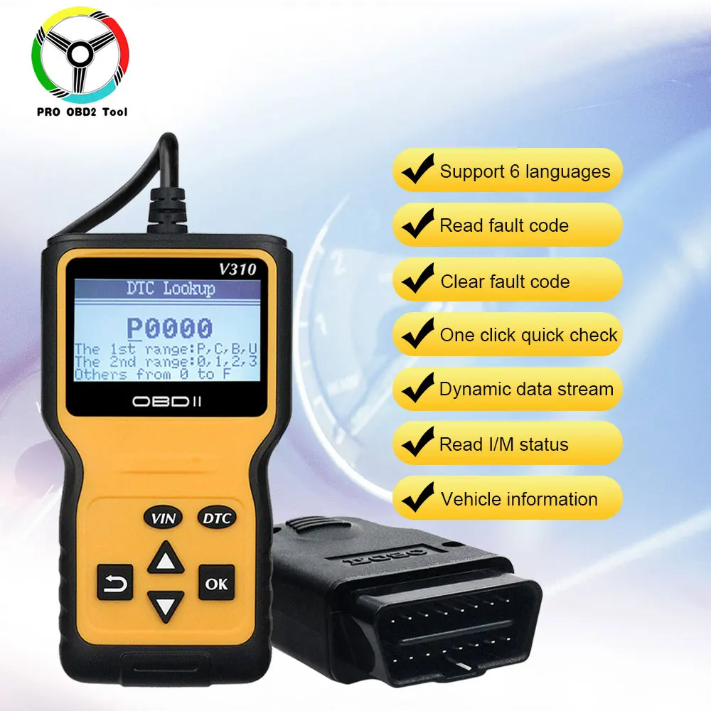 Считыватель кодов ошибок V310 OBD сканер OBDII/EOBD считывание DTC 2 OBD2 автомобильный