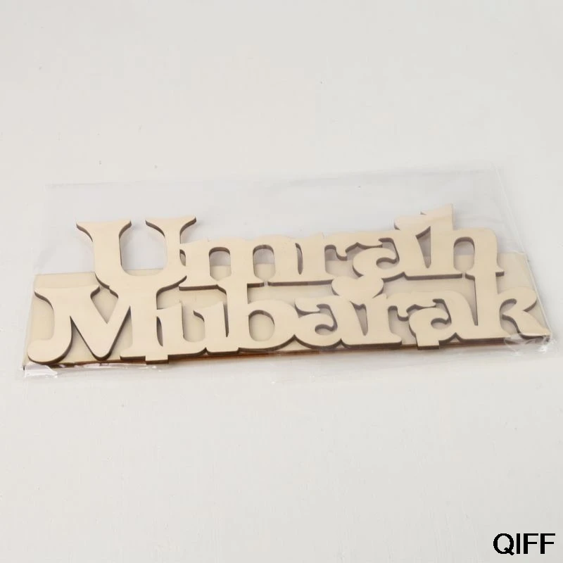 Umrah Mubarak деревянный знак табличка Искусство DIY Алфавит украшения украшение дома ремесло рабочего стола орнамент May06