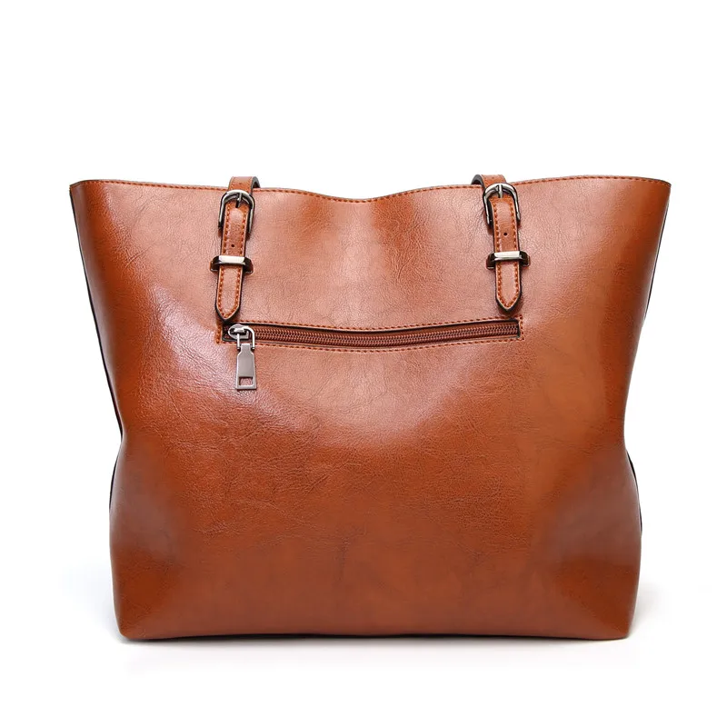 Большая сумка женская роскошная из масляной вощеной кожи Модная на плечо женские