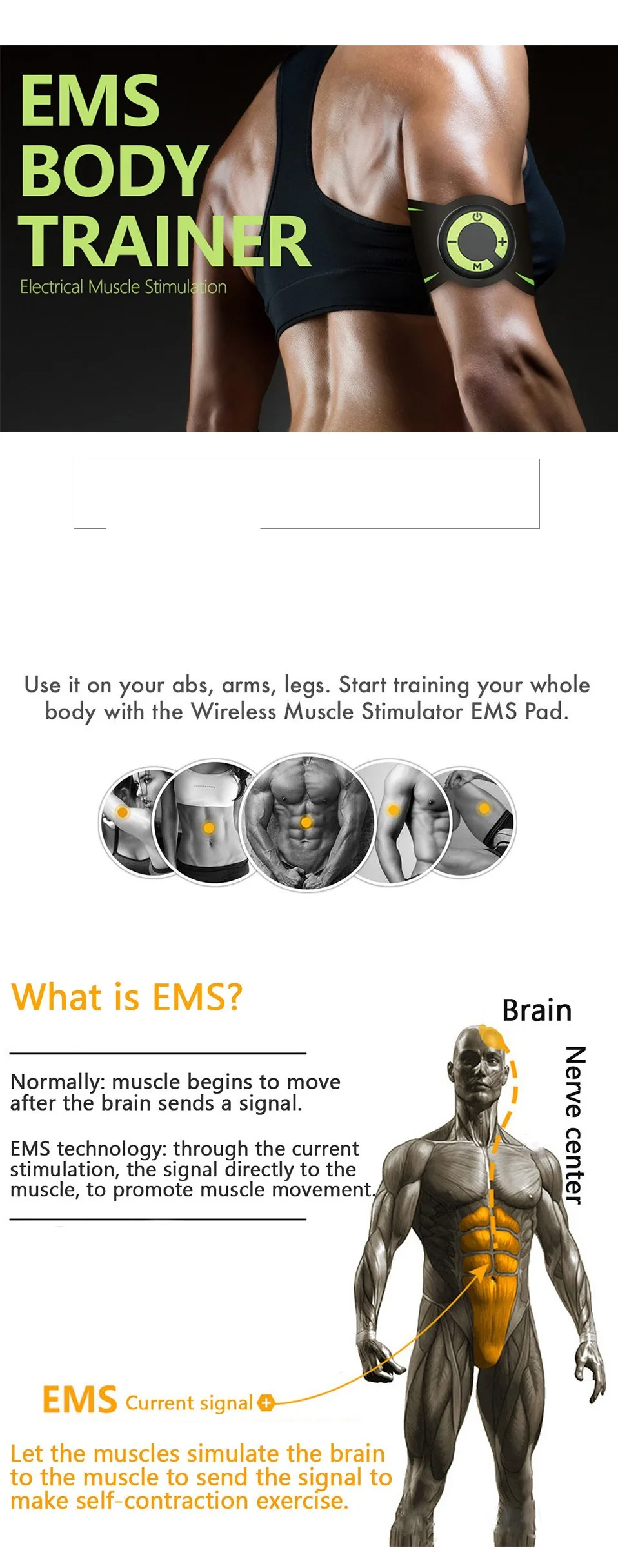 VONMIE Arm Electro Estimulador мышечный Стимулятор S5C07 EMS устройство для тренировок фитнес Tens машина спортивные аксессуары 2 шт./лот