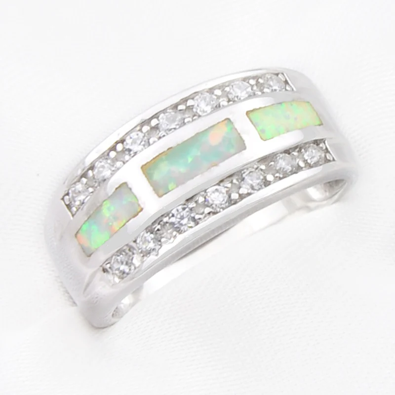 Уникальные серебряные кольца с голубым и белым огненным опалом для семьи друзей