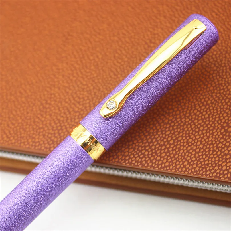 

Luxury Fountain Pens metal Frosted purple Fine Hooded Nib 0.5mm Writing Ink Pen for School Office