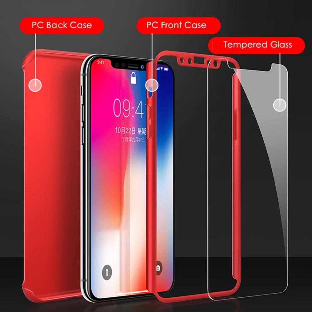 New Floveme Новый 360 Полный Защита телефона чехол для 5S 5 SE iPhone X 8 7 6 6S Plus Экран протектор