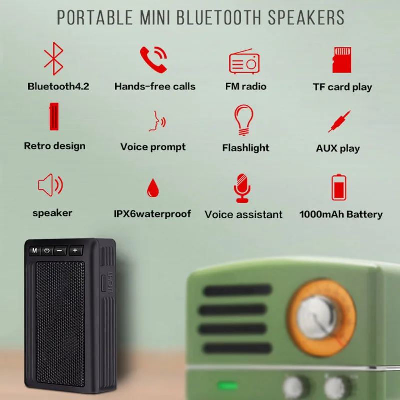 Портативный фонарик Bluetooth динамик водонепроницаемая Поддержка TF карта для