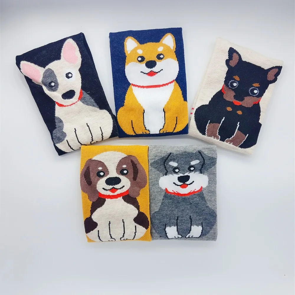 Женские чёсаные хлопчатобумажные забавные носки с милым животным рисунком кота