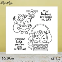 zhuoang cartoon style cute fox clear stampsseals for diy scrapbookingcard makingalbum decorative silicon stamp crafts