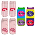 Женские носки до щиколотки, с 3D изображением губ, с ярким принтом