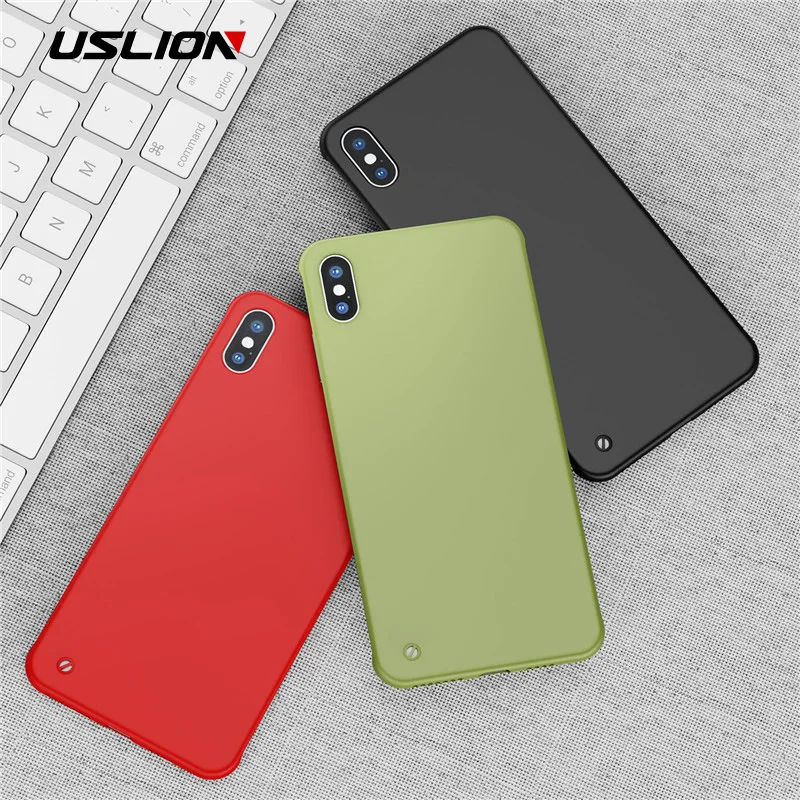USLION матовый безрамный чехол для телефона iPhone 7 6 6S 8 Plus карамельного цвета XS Max XR X