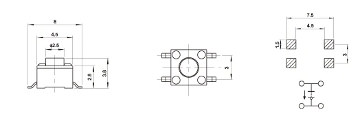 100 шт. 4 5x4 5 мм Мини нажимная кнопка для поверхностного монтажа|switch|druckschalter4 button switch