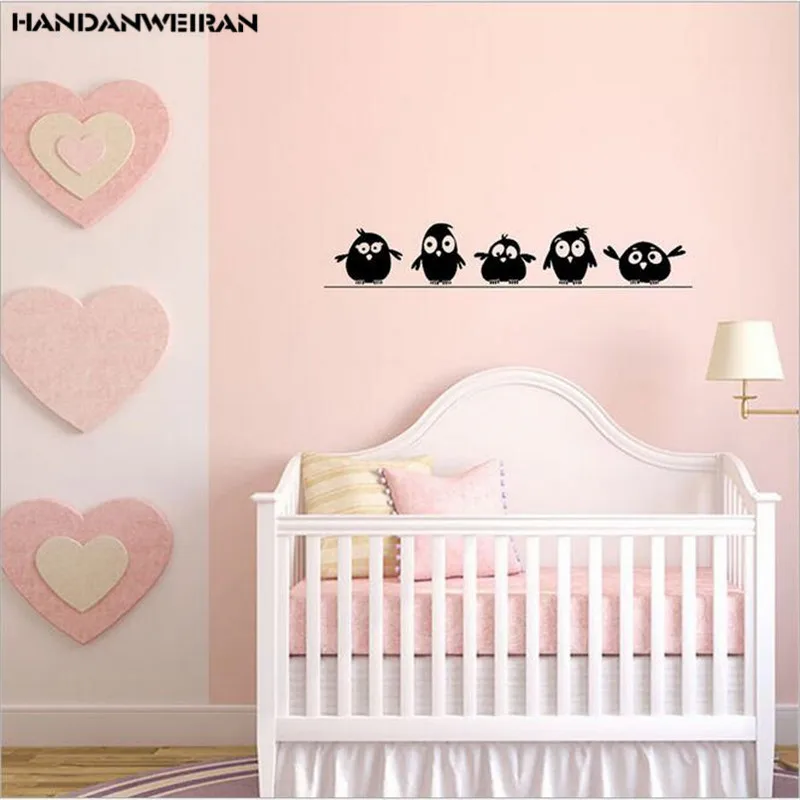 

Cute Little Birds on the Wire Wall Stickers Door Stickers for Kids Room Living Room Art Decals Cartoon Animal Waterproof Vinyl