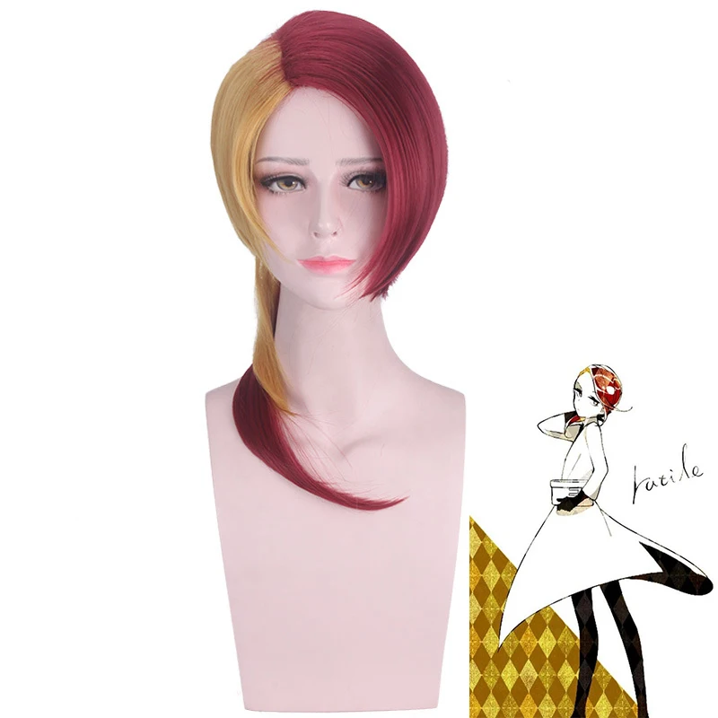 Land of the Lustrous Houseki no Kuni Rutile Cosplay Wig for halloween half red yellow Synthetic Hair Wigs |