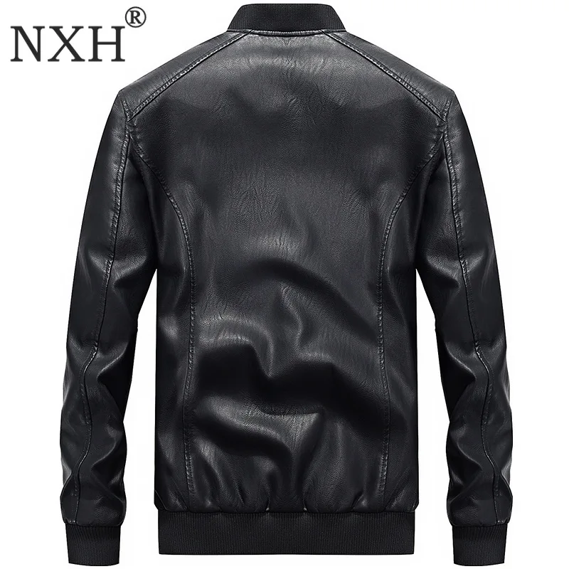 NXH Бейсбол jaket Для мужчин зимние Искусственная кожа куртки бомберы бархат Pu