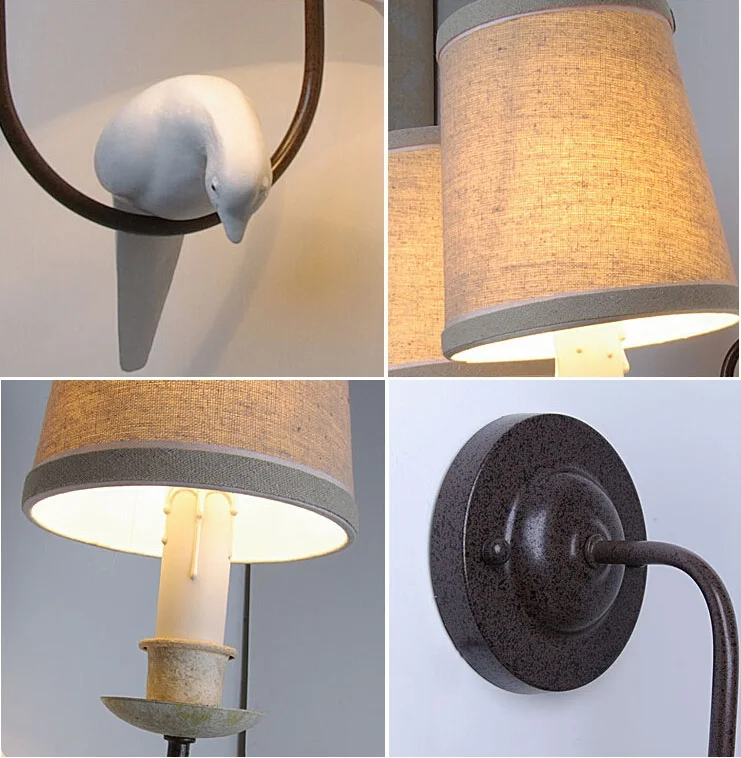 Настенный светильник винтажный из кованого железа в американском стиле для