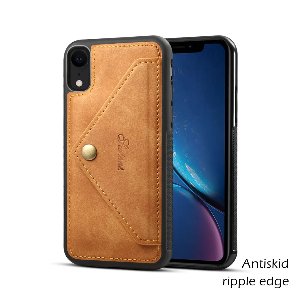 Роскошная задняя Сумка для карт Wallte чехол iPhone X XR Xs Max 6 7 8 Plus противоскользящая