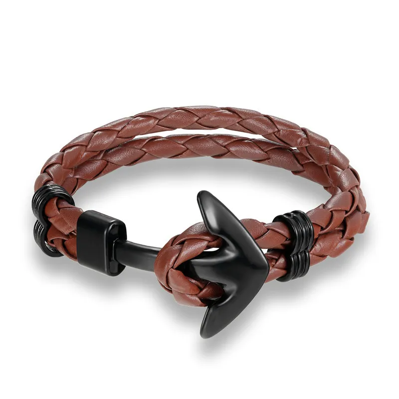Мужской многослойный браслет YIZIZAI плетеный из натуральной кожи в стиле панк