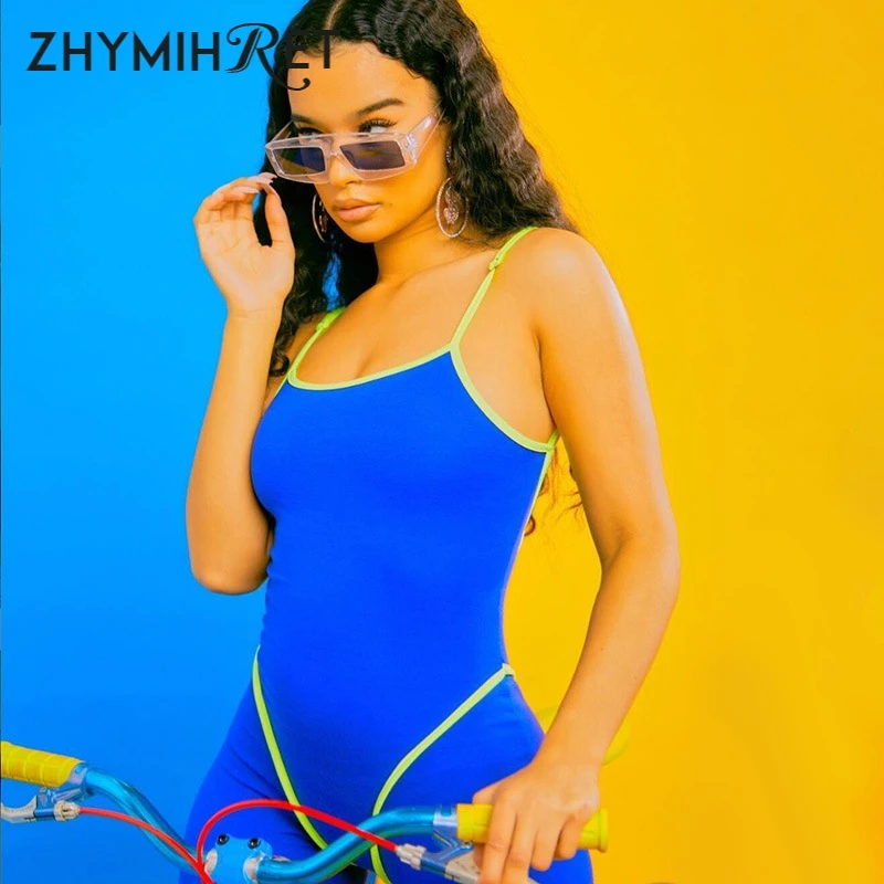 ZHYMIHRET неоновые полоски женское сексуальное боди с открытой спиной уличная одежда