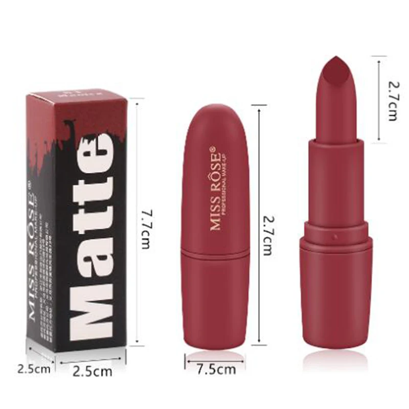 MISS ROSE brick красный пулевидный колпачок матовый устойчивый цвет водонепроницаемая